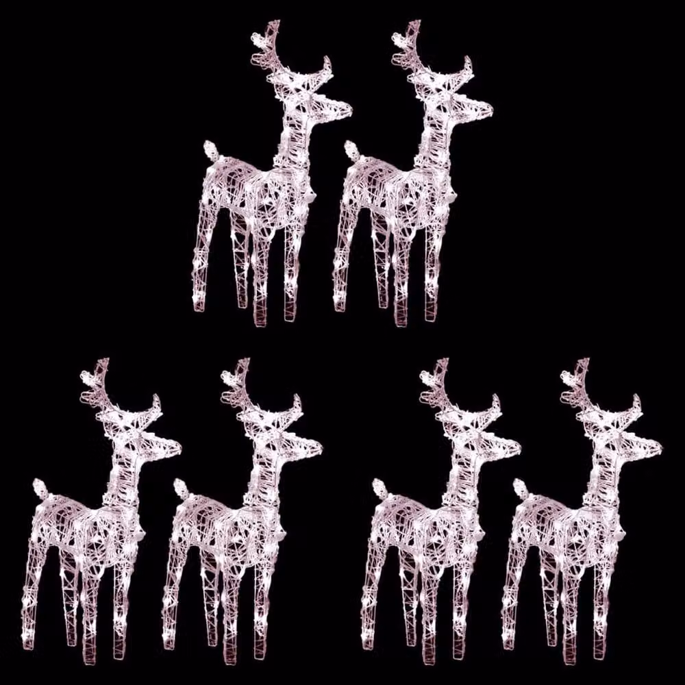 Berkfield Home Christmas Reindeer LED Lights, 6 Piece Set, Warm White, Acrylic – 2