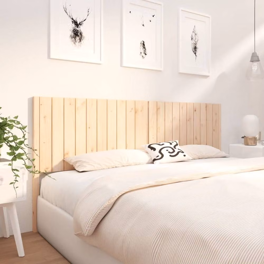 Berkfield Home Rustic Solid Pine Wood Bed Headboard in Natural Beige, W: 205.5 cm, D: 4 cm, H: 100 cm – 2