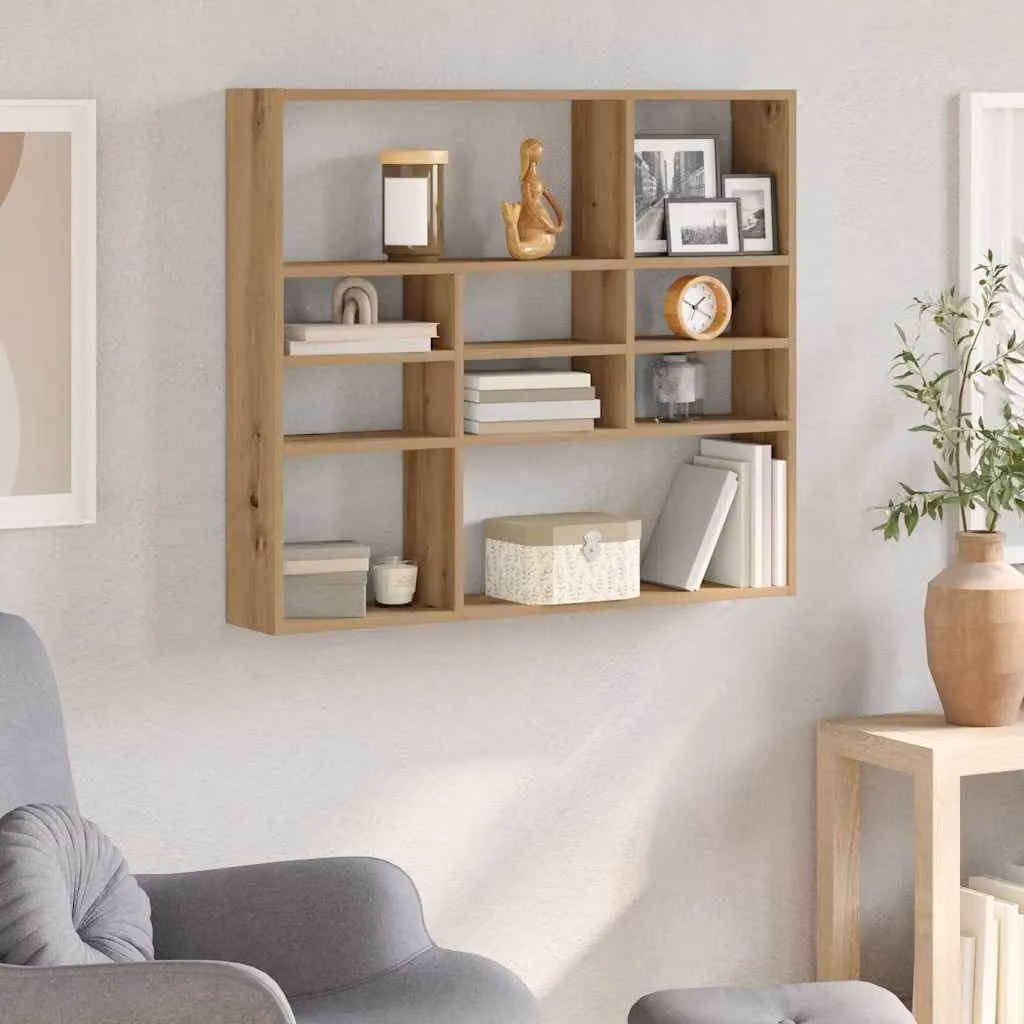 Berkfield Home Artisan Oak Wall Shelf, Brown, W: 90 cm, D: 16 cm, H: 78 cm – 2