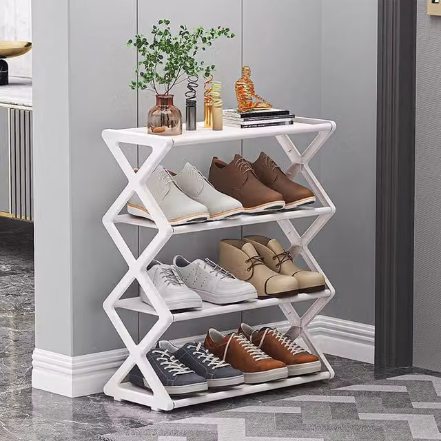 FLAVORA White 4 Tier Metal Shoe Rack Stand, Width: 50 cm – 1