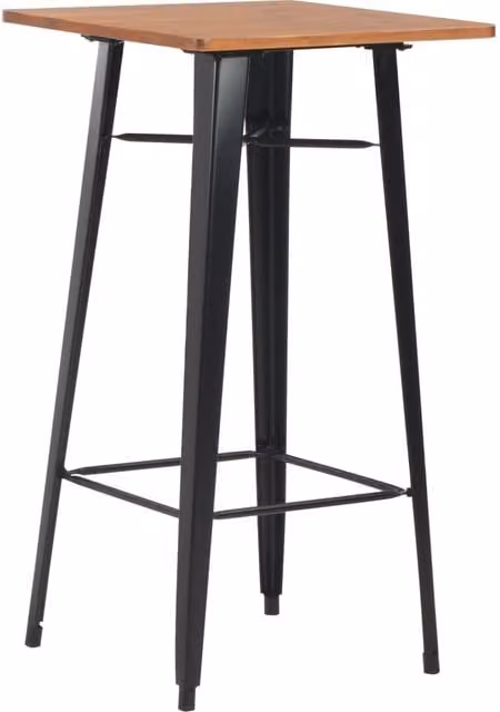 Berkfield Home Bar Table in Black, Solid Pine Wood and Steel, W/D/H: 60 x 60 x 108 cm