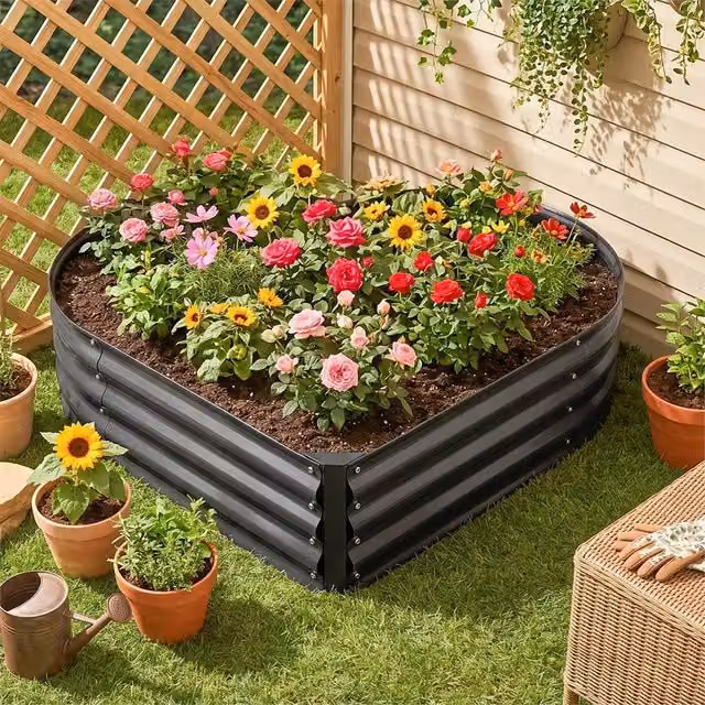 EONLION Black Metal Raised Garden Planter Bed for Vegetable Gardens, W/D/H: 108.0 x 85.6 x 28.5 cm – 1