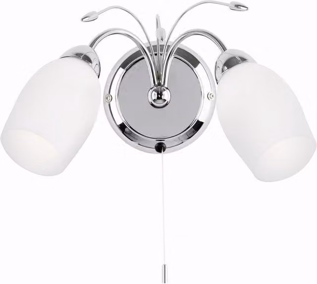 Endon Meadow 2 Light Indoor Wall Light in Chrome and Grey Glass with E14 Base