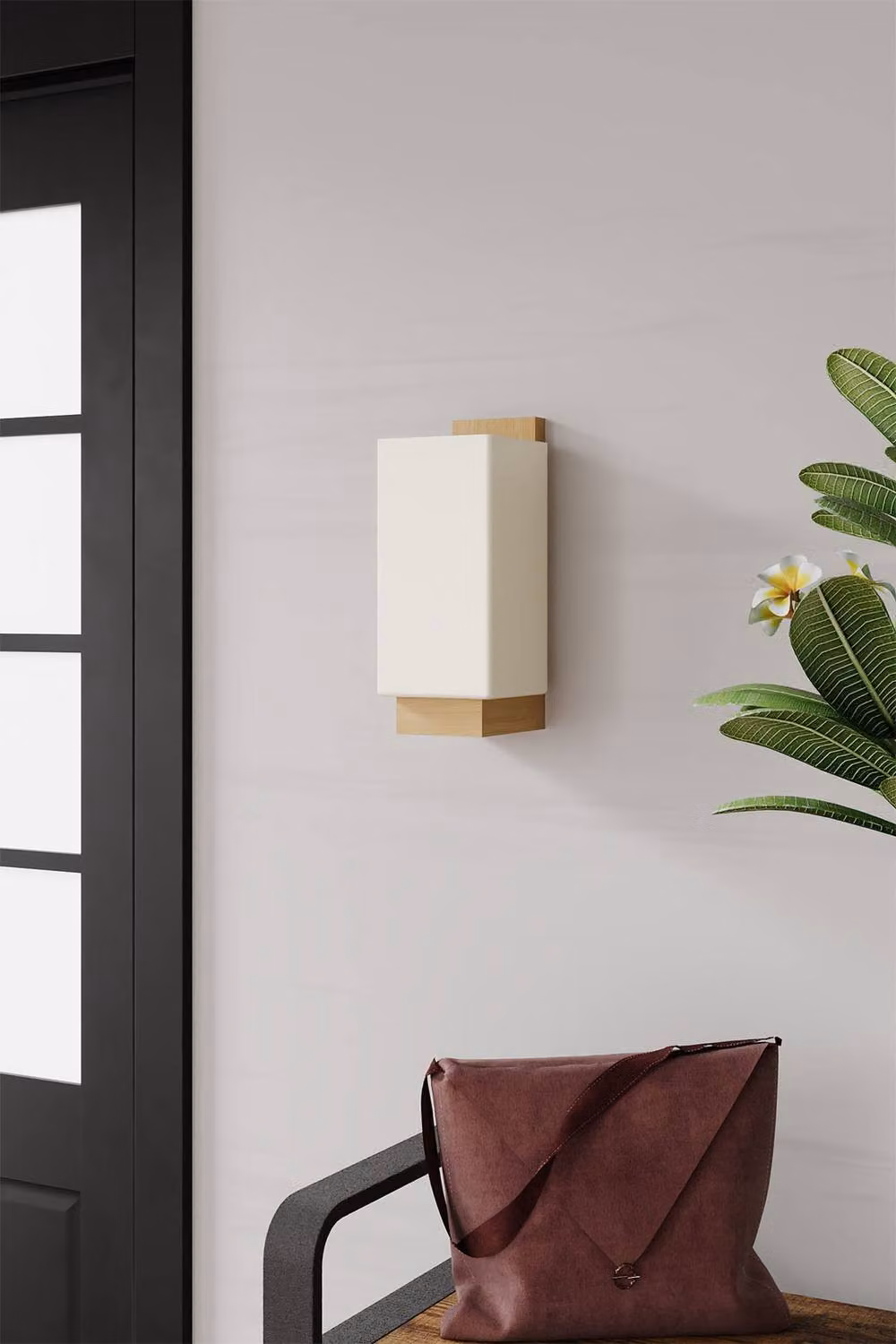 Living and Home Vintage Wall Lamp with White Glass and Wood Shade – 2