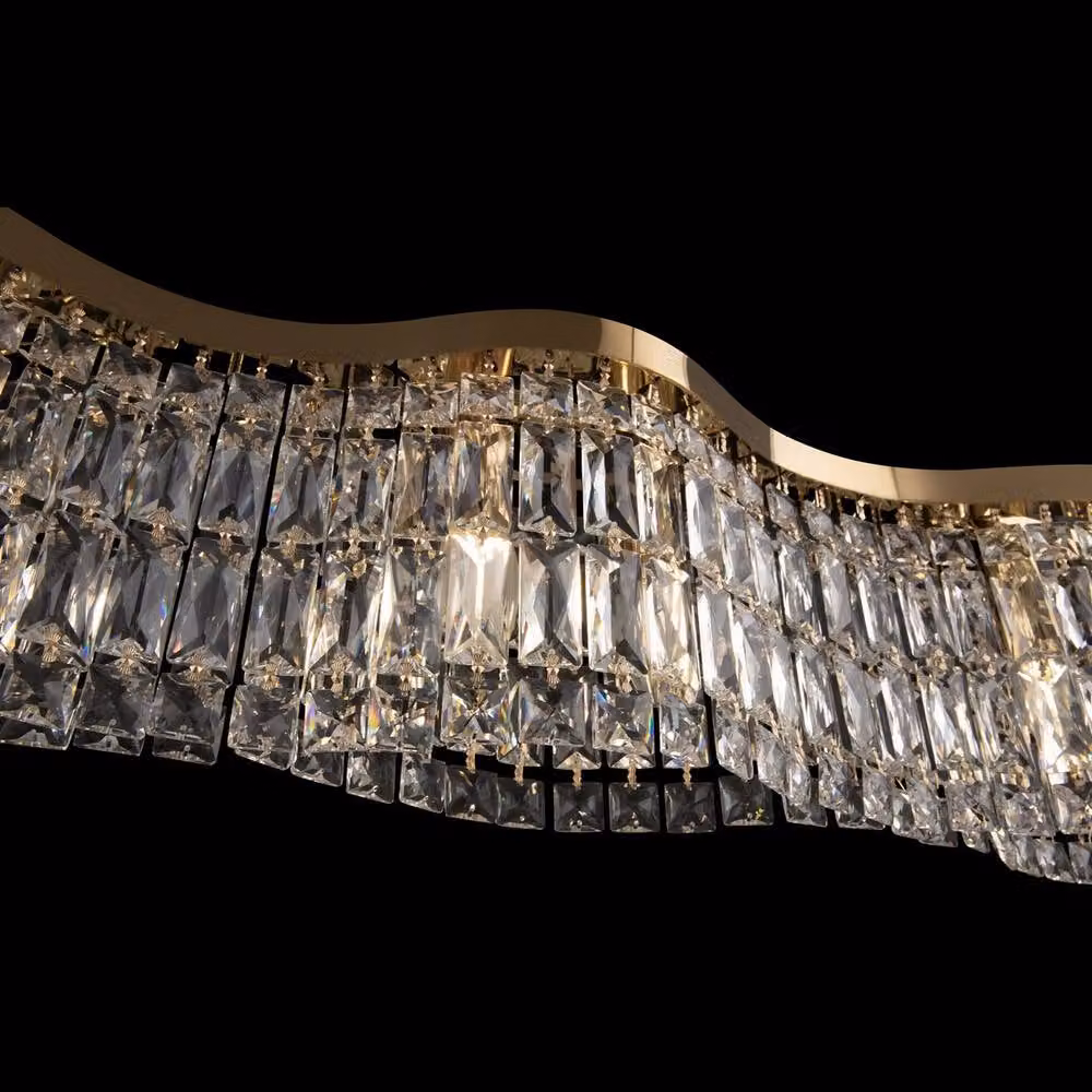 Maytoni Dune Modern 6 Light Bar Pendant Ceiling Light in Gold/Brass with Crystal and Glass – 3