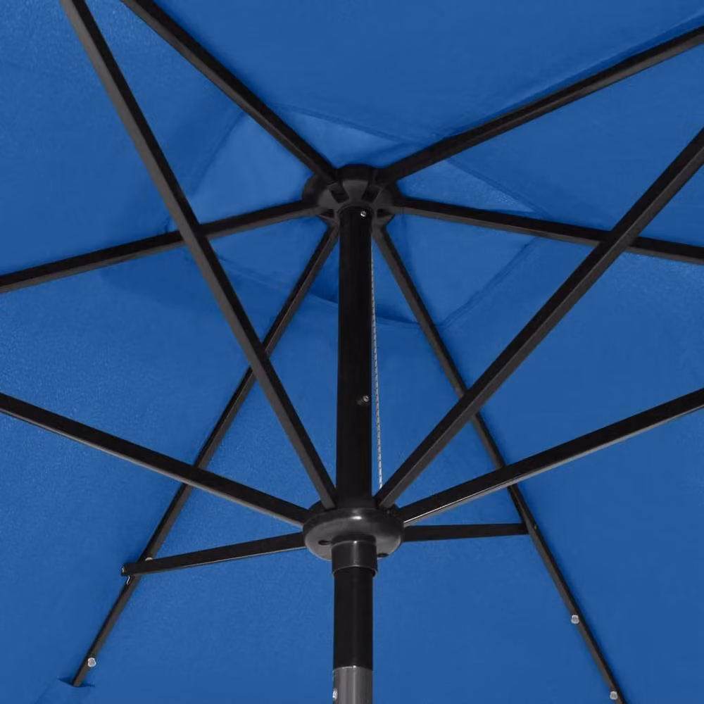 Berkfield Home Parasol with LEDs and Steel Pole, Azure Blue, W: 300 cm, D: 200 cm, H: 247 cm – 3
