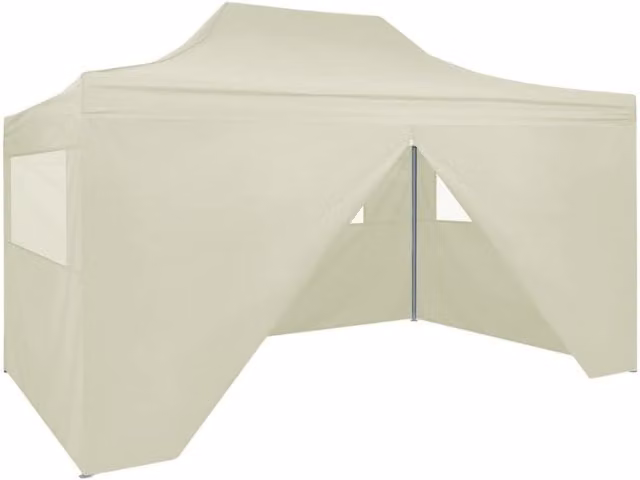 Berkfield Home Professional Folding Party Tent with 4 Sidewalls, Steel and PVC, Beige, W: 4 m, D: 3 m, H: 3 m
