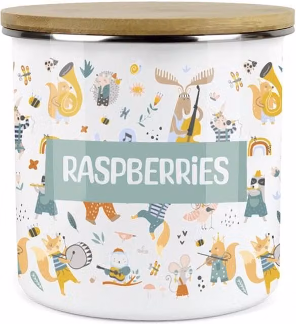 Purely Home Musical Animals Childrens Mini Snack Pot in Blue and White Enamel Metal