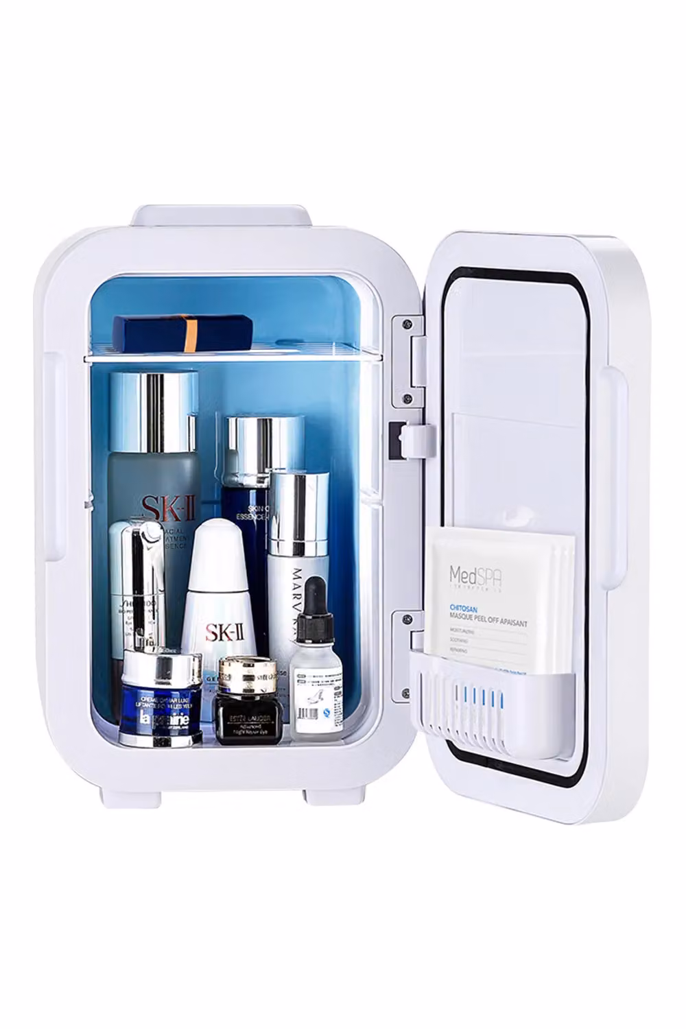Living and Home 12L Portable Mini Thermoelectric Refrigerator and Warmer with LED Mirror Door in White – 3