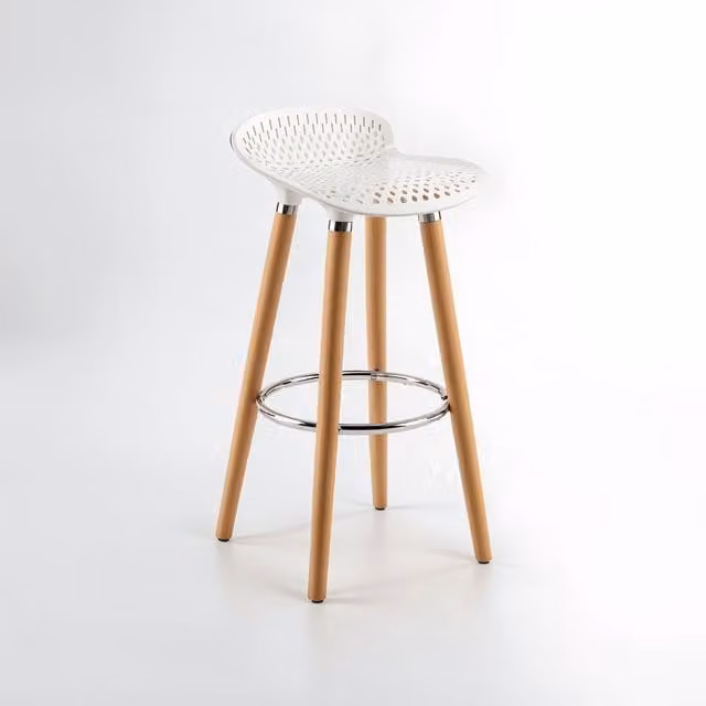 Orsina Modern Matte White Beech Wood Bar Stool