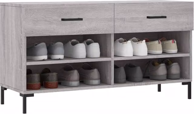 Berkfield Home Grey Sonoma Shoe Bench W/D/H: 102 x 35 x 55 cm