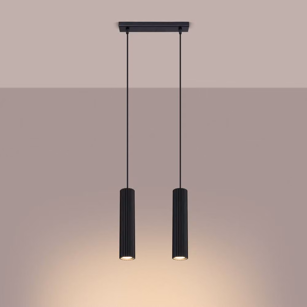 Sollux Lighting Karbon minimalist LED pendant lamp in black, W/D/H: 90 x 30 x 6.5 cm – 3