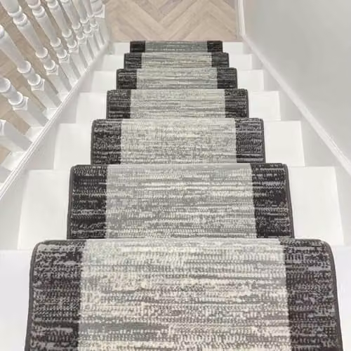 runrug Soft and Comfortable Stair Runner in Morning Mist Light Grey, W: 70 cm, L: 690 cm – 4