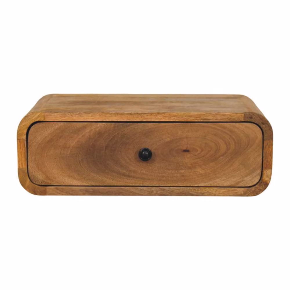 Wyld Haus Udine Wall Mounted Oak Style Drawer Bedside Table in Brown – 2