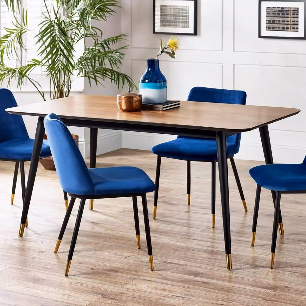 Cheshire Premium Findlay Rectangular Dining Table in Walnut and Black, W: 90 cm, H: 76.5 cm – 2
