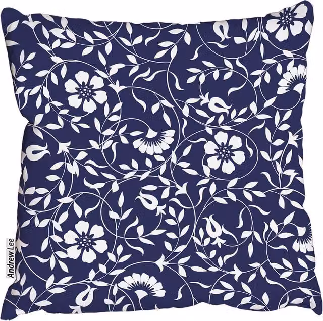 Andrew Lee Blue and White Floral Square Cushion, 60 x 60 cm