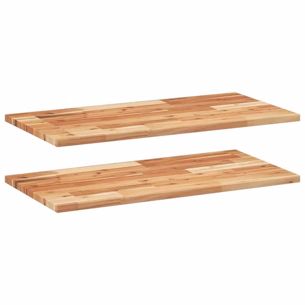 Berkfield Home Set of 2 Floating Wall Mounted Acacia Wood Shelves, Brown, W/D/H: 80 x 40 x 2 cm