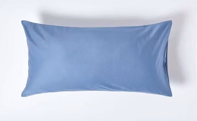 Homescapes Blue Egyptian Cotton King Size Housewife Pillowcase, 1000 Thread Count Mako Satin – 1