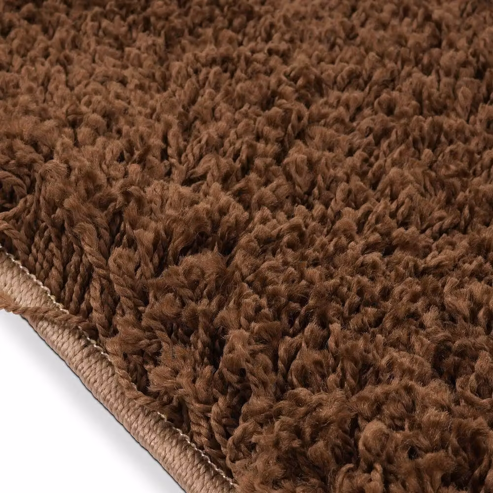 Bravich LTD California Checked Thick Shaggy Rug in Brown, W: 60 cm, D: 110 cm – 4