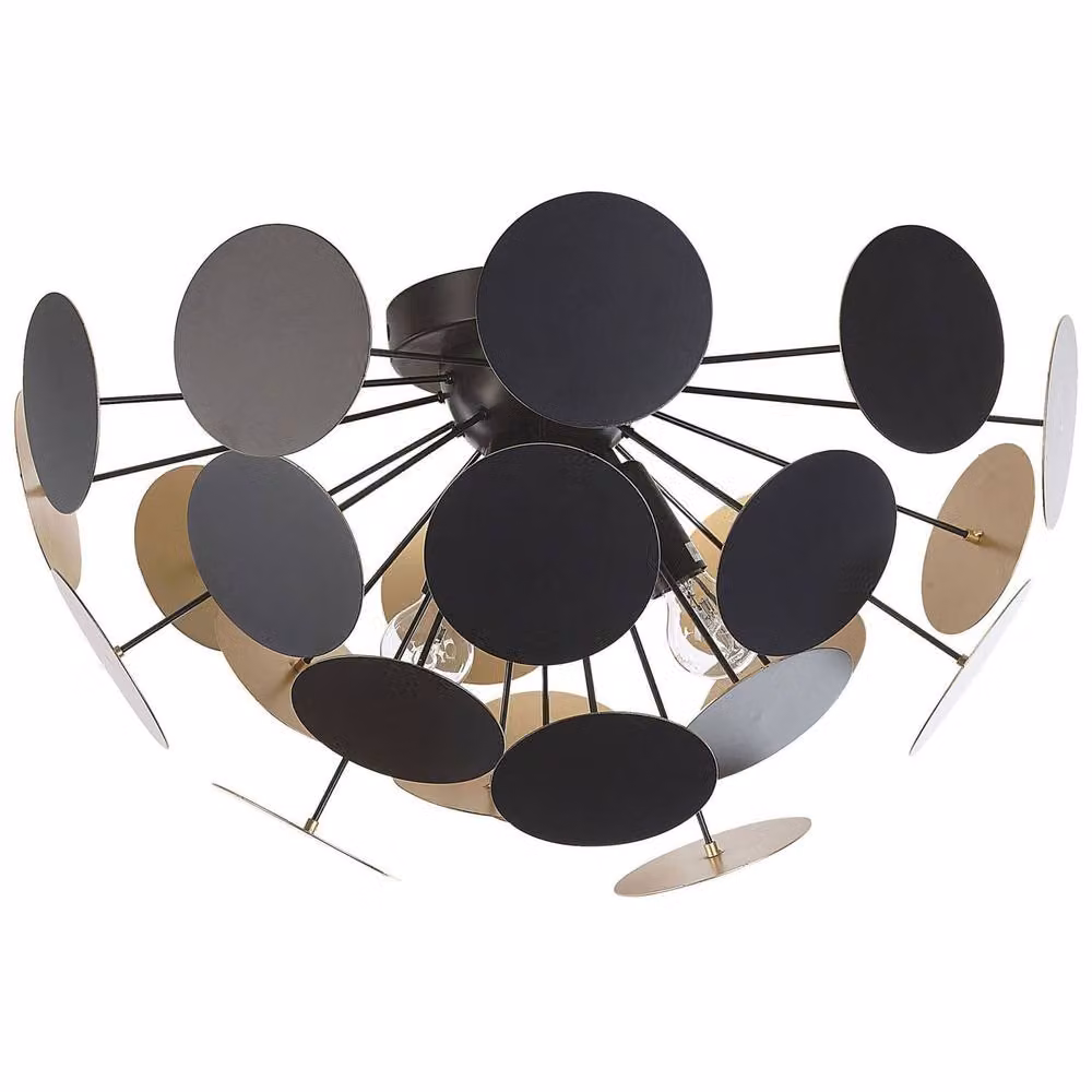 Wyld and Coco Hemisphere Pendant Light in Black and Gold/Brass Metal – 2