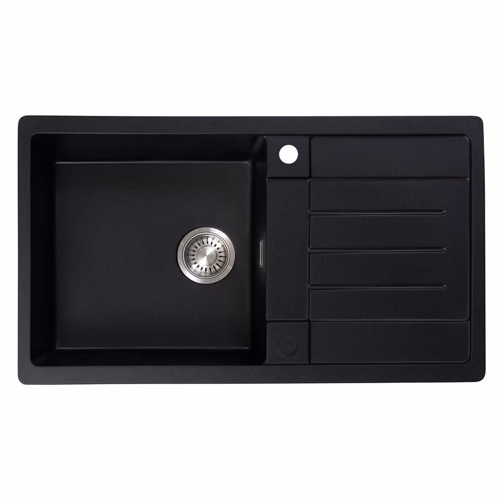 JASSFERRY Black Granite Composite Reversible Kitchen Sink Quartz Bowl – 2