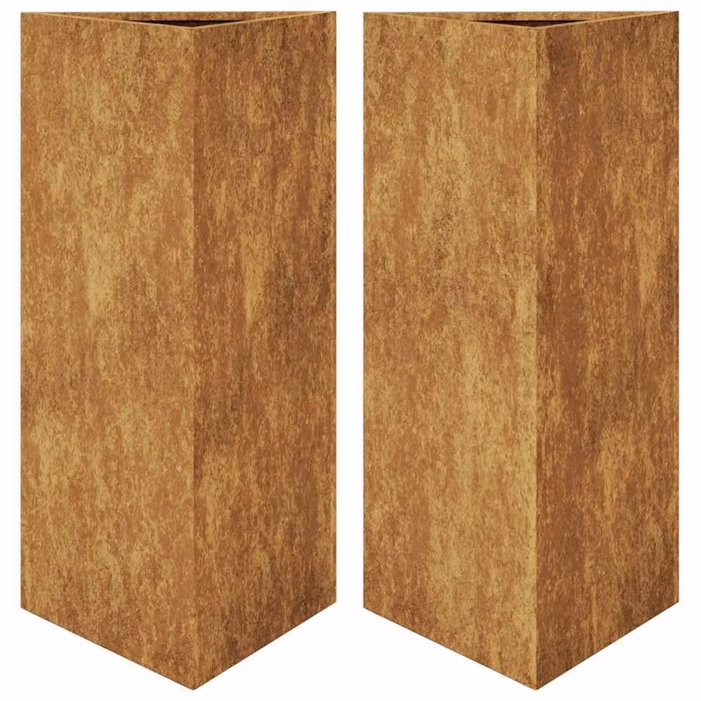 Berkfield Home Garden Triangular Corten Steel Planters, 2 Pack, Brown, W: 40 cm, D: 34.5 cm, H: 70 cm – 3