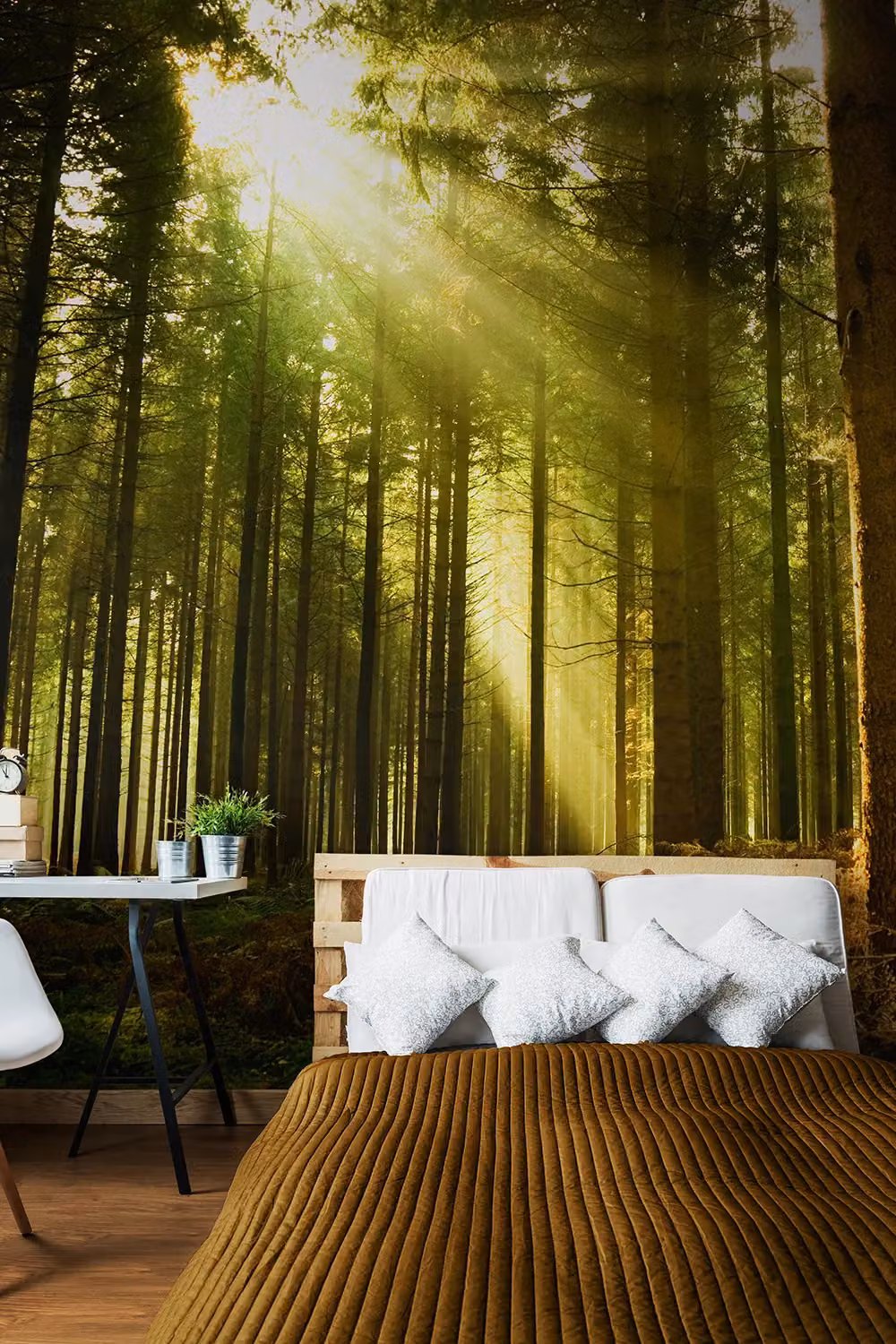 Origin Murals Rainforest Leaves Wall Mural in Emerald Green, W: 350 cm, H: 280 cm – 3