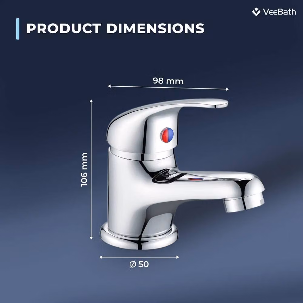 Nordara Chrome Single Lever Bathroom Basin Mixer Tap with Pop-up Waste in Silver – 2