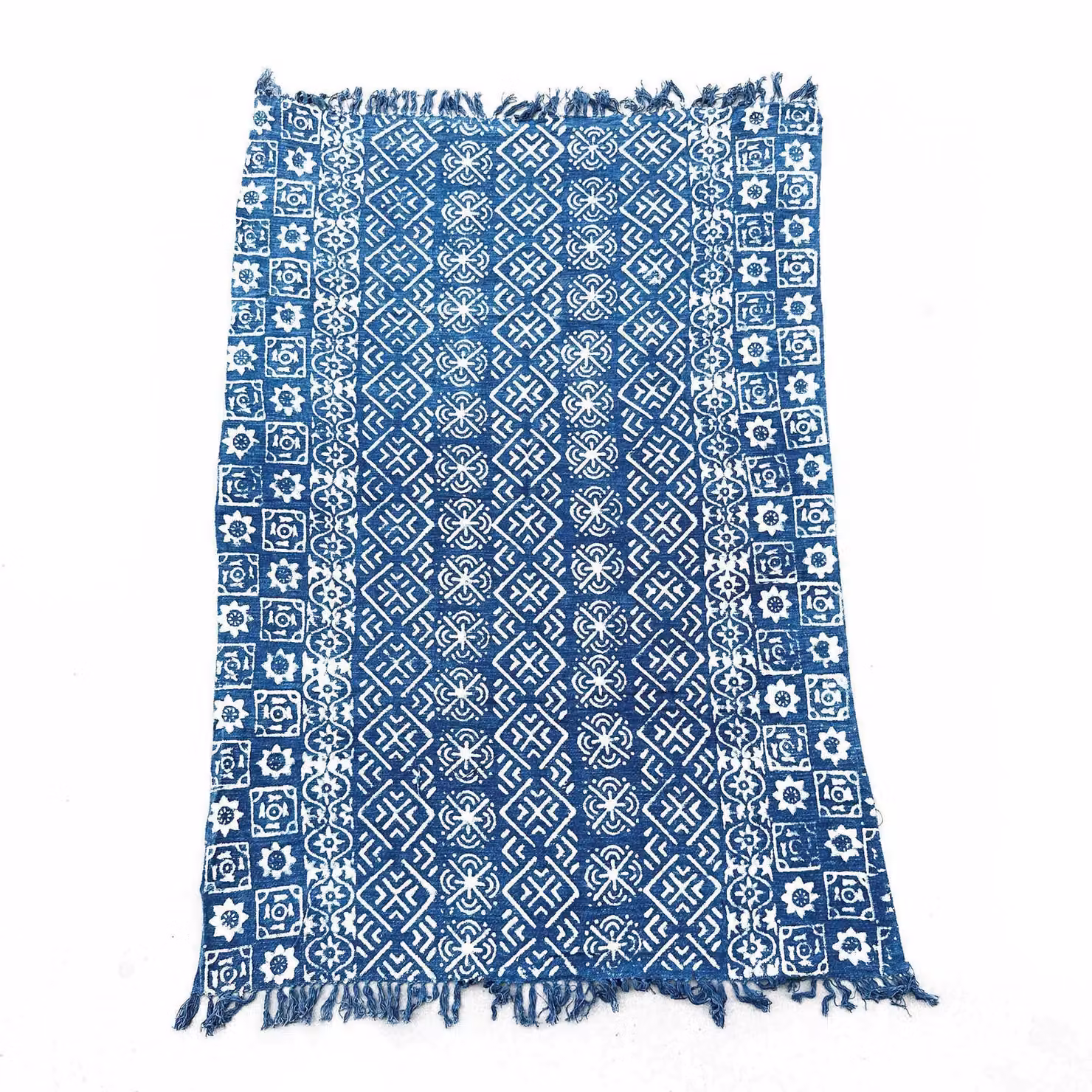 KDMD Handmade Indigo Blue Striped Throw, W: 170 cm, D: 120 cm – 2
