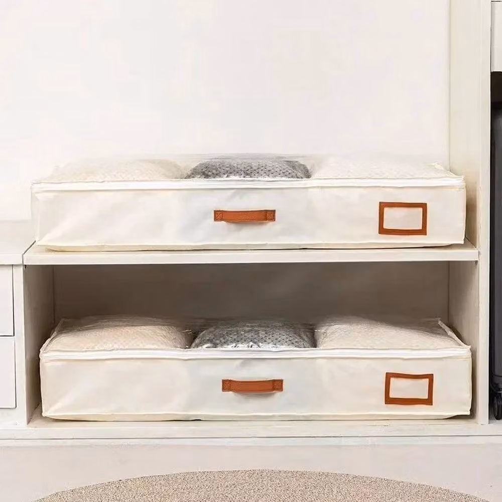 FLAVORA Foldable Underbed Clothes Storage Bag in Beige – 2