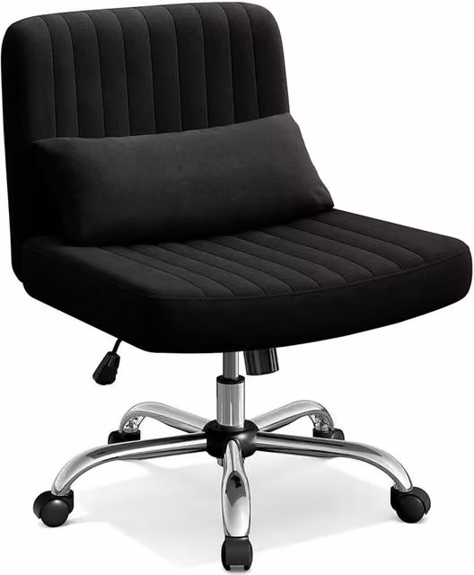 Living and Home Ergonomic Black Velvet Fabric Reclining Office Chair for Home or Office