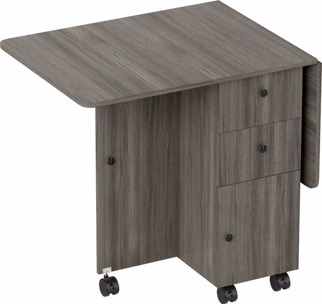 HOMCOM Grey Folding Dining Table with Drop Leaf and Castors, W/D/H: 120 x 60 x 76.5 cm – 9