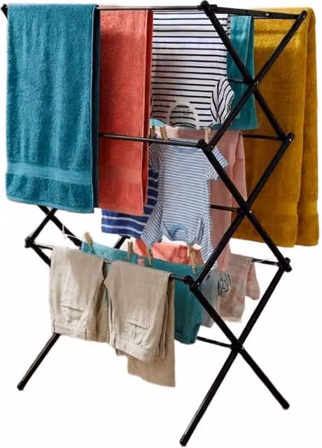 House of Home 3 Tier Folding Indoor Laundry Drying Rack, 16m Drying Capacity, Black – 1