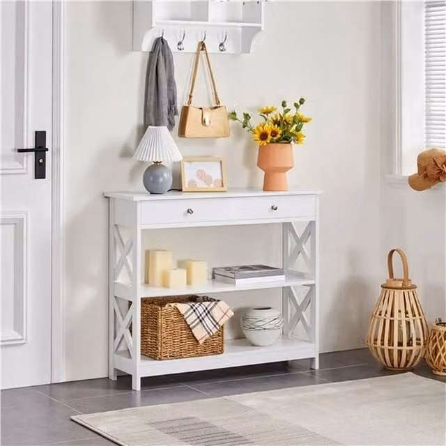 EONLION Modern White Slim Console Table for Hallway, Bedroom or Home Office – 1