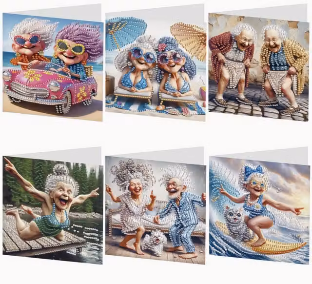 Syntego Pack of 6 Multicolour Diamond Art Cards for Adults