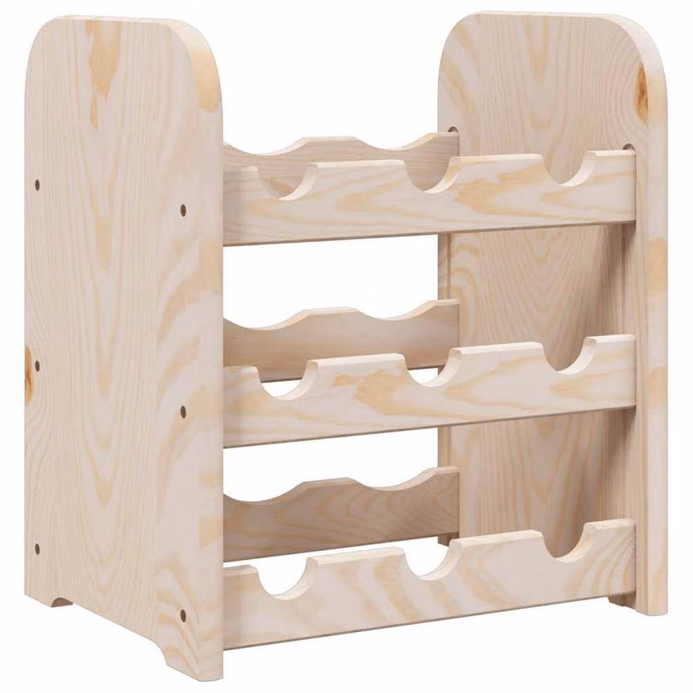 Berkfield Home Beautiful Solid Pine Wine Rack in Light Brown, W/D/H: 33 x 25 x 37 cm – 3