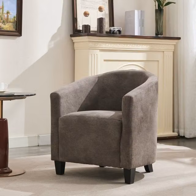 Furniture One Grey Fabric Upholstered Tub Chair with Armrests