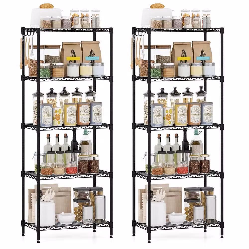 Costway 5-Tier Adjustable Metal Wire Shelving Unit in Black – 2