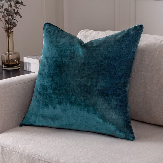 Paoletti Luxe Velvet Piped Square Filled Cushion in Green, W/D/H: 55 x 55 x 55 cm – 2