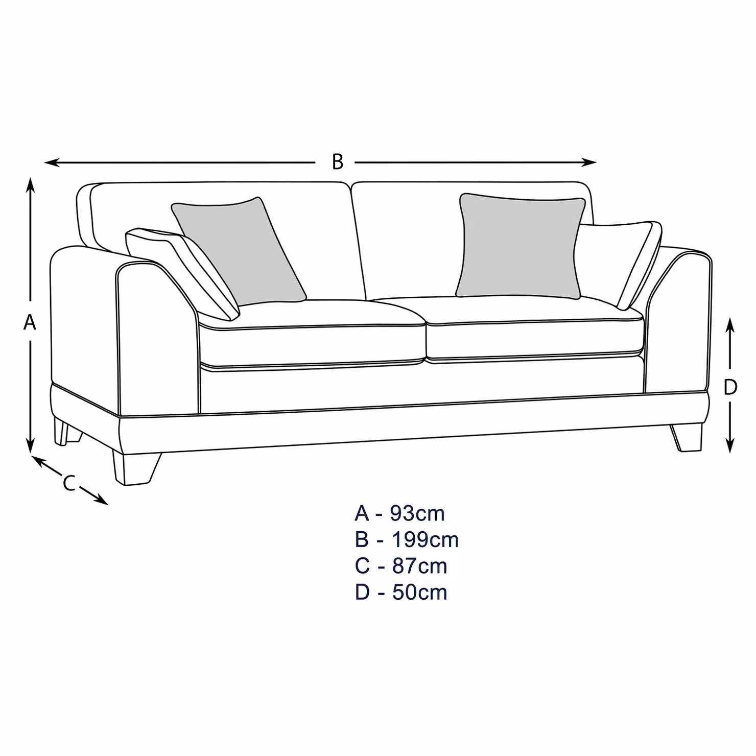 Furnishings For Less UK Hilliard Fullback 3 Seater Fabric Sofa in Grey – 4