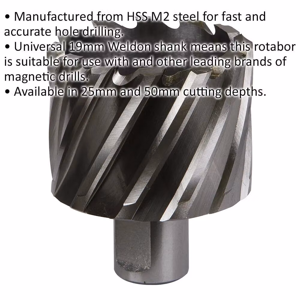 Loops M2 Steel Annular Metal Core Drill Rotabor Cutter, Silver, Diameter: 51 mm, Depth: 25 mm – 2