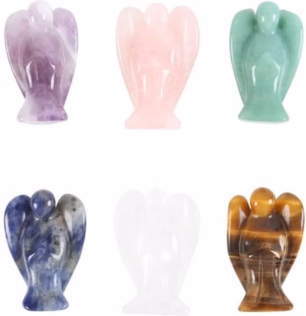 KDMK Handcrafted Multicolour Healing Crystal Angel Set Made of Organic Stone