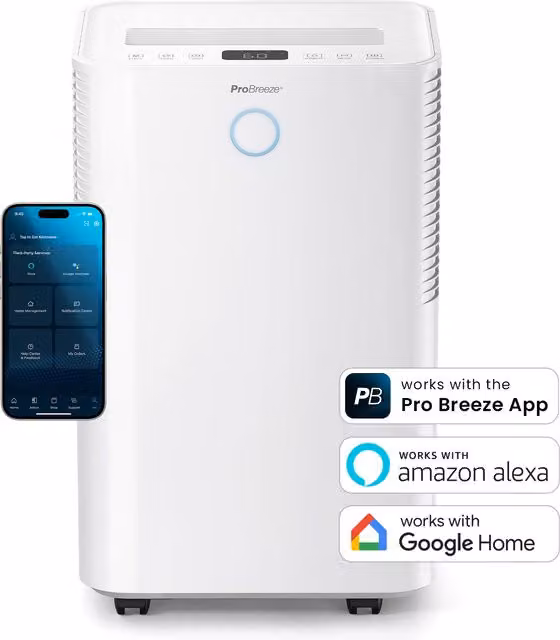 Pro Breeze OmniDry 20L Dehumidifier with Smart App Control in White – 1