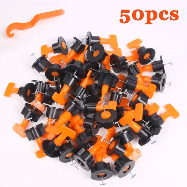 SPETLEK Locator Spacers for Ceramic Flooring Tiles, 50 Clips and 1 Wrench, Black – 1