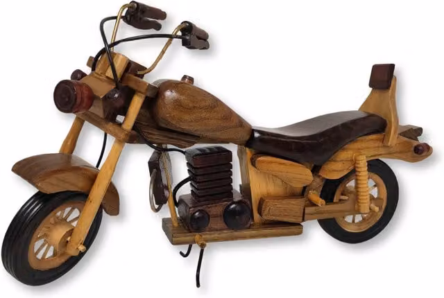 Authentic Replicas & Models Shadow Striker Handcrafted Wooden Motorcycle Model in Red and Brown