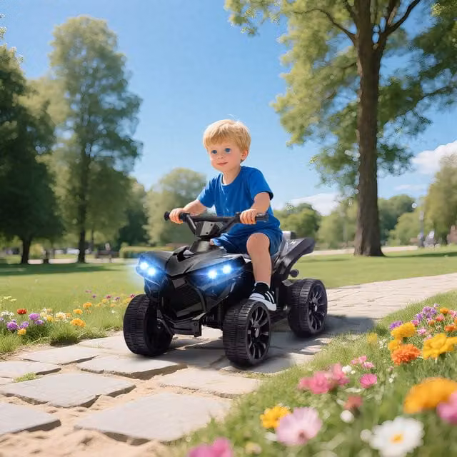 AIYAPLAY 6V Electric Ride on Kids ATV in Black
