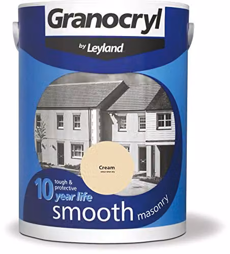 Leyland Granocryl Exterior Smooth Masonry Paint in Cream, 5L – 1