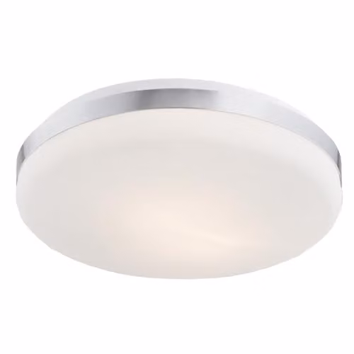 Argon Moderna Round Ceiling Lamp in White and Chrome with Glass Shade, 2 x E27, W: 30 cm, D: 30 cm, H: 7 cm