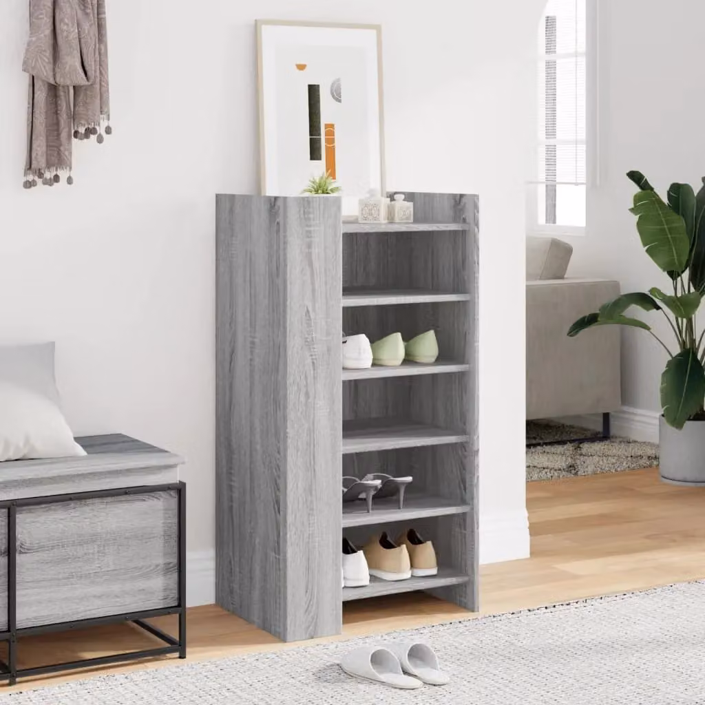 Berkfield Home Modern Grey Sonoma Shoe Cabinet with Open Shelf and Internal Shelves, W/D/H: 52 x 37.5 x 100 cm – 3