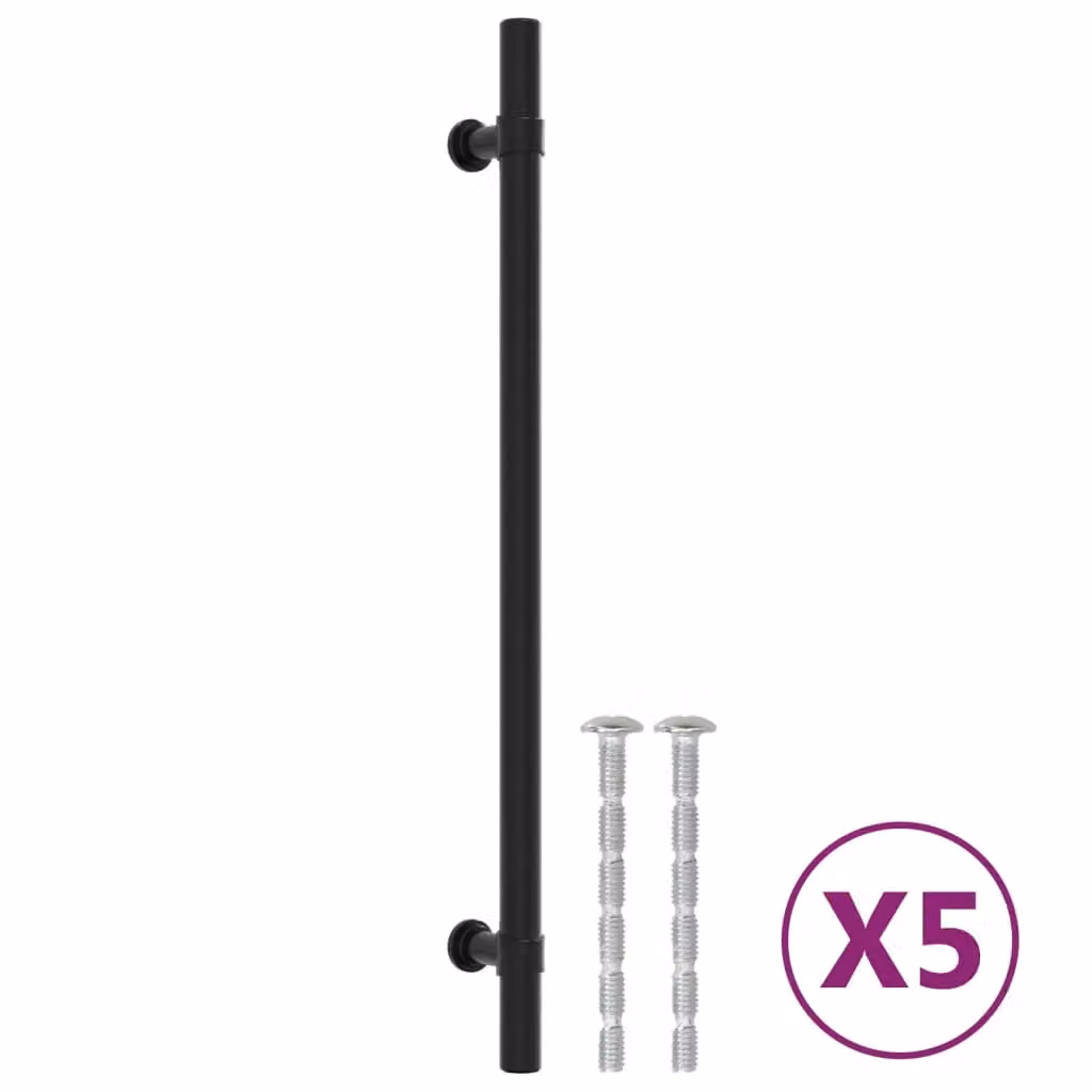 Berkfield Home Matt Black Stainless Steel Bar Cabinet Handles, 5 Pack, Length: 224 mm